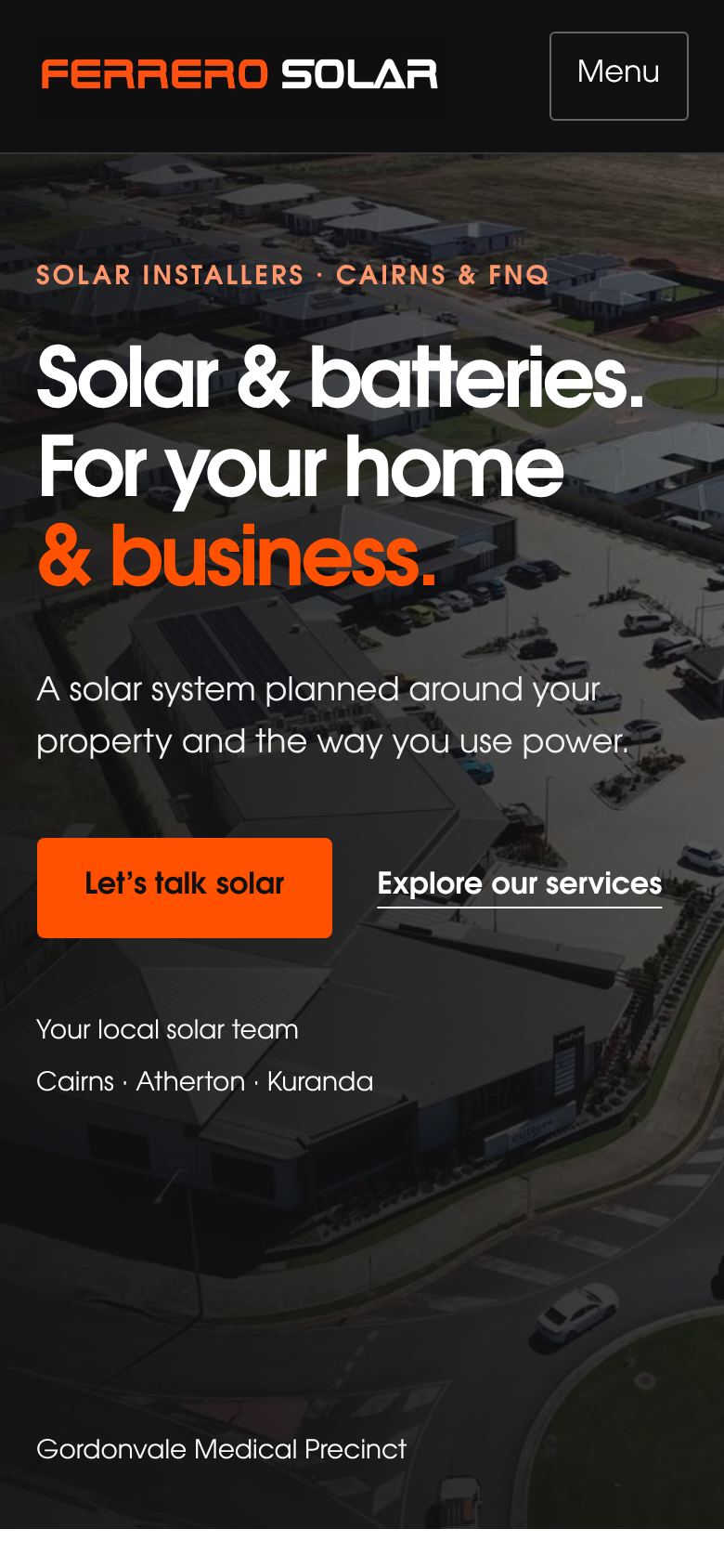Ferrero Solar website on a phone
