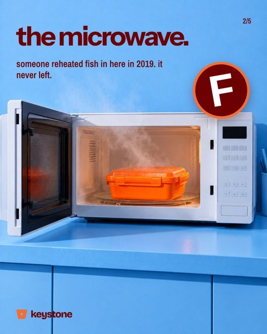 Keystone carousel slide 2: the microwave, rated F