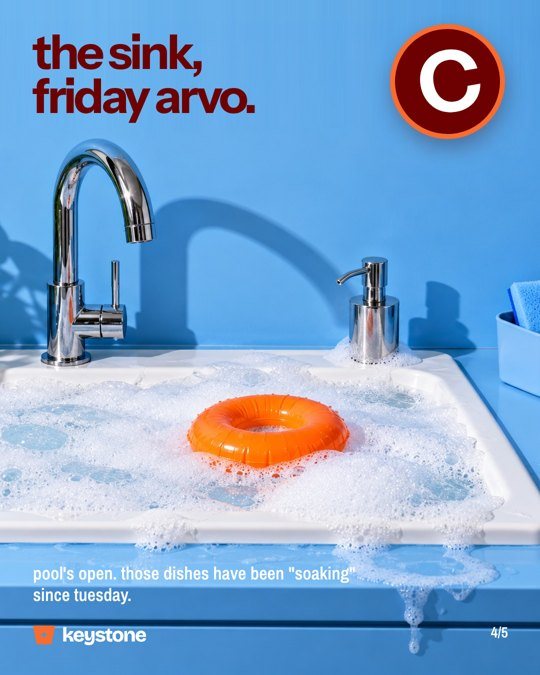 Keystone carousel slide 4: the sink on a friday arvo, rated C