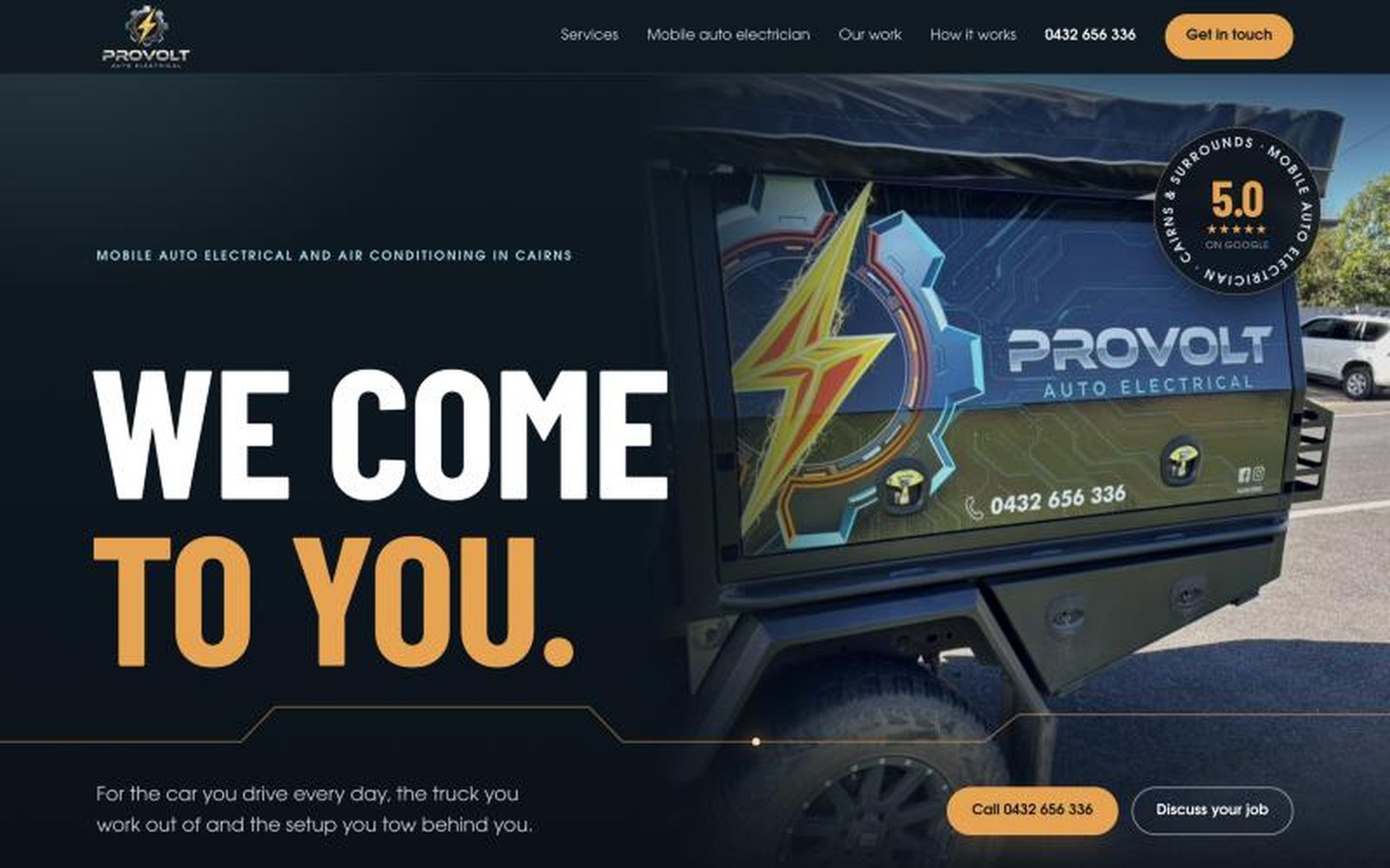 The PROVOLT Auto Electrical website, designed and built by Fine Mess