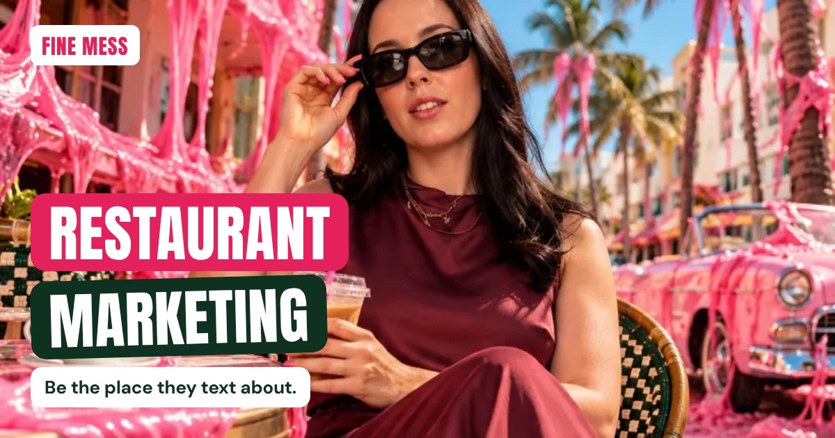 Woman in sunglasses sipping coffee at a pink cafe in the tropics – Fine Mess restaurant marketing Cairns